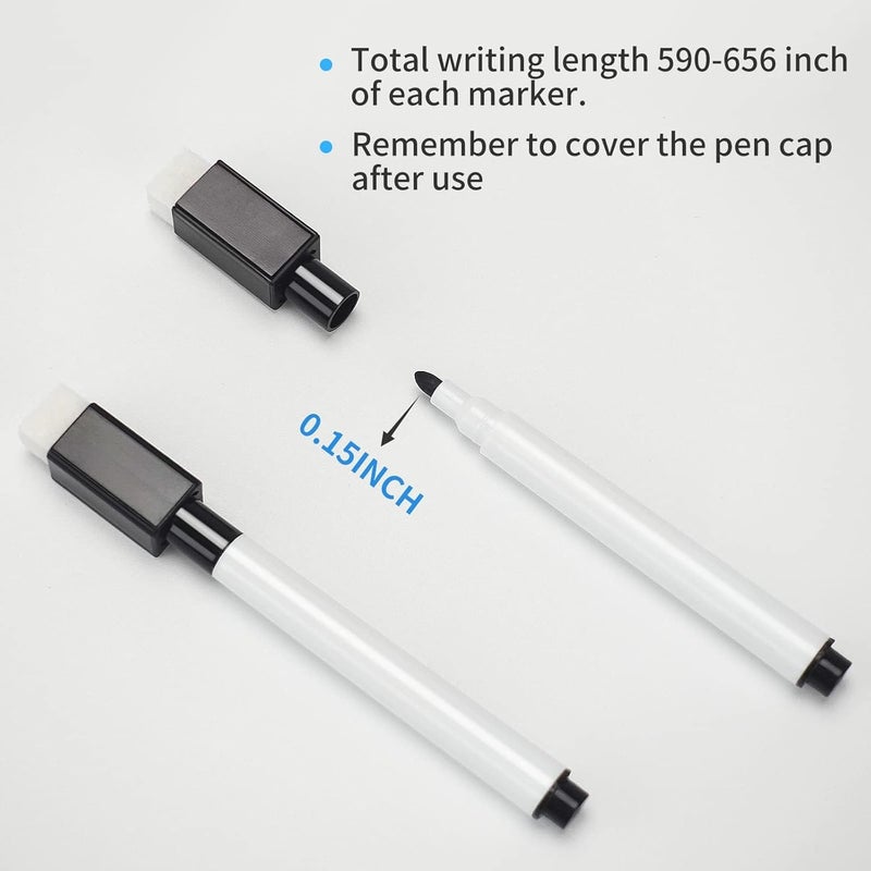 JEFURE 72 Pcs Black Magnetic Dry Erase Markers with Eraser Cap, White Board Mini Dry erase Markers Bulk, Fine Point Tip Student White Board Markers for Teachers Office School Supplies - Image 3